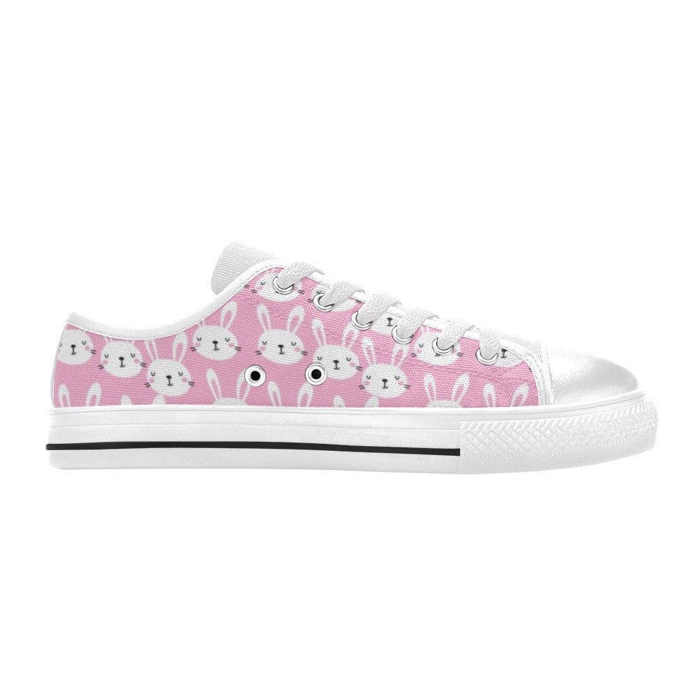 Rabbit Print Design LKS401 Women's White Low Top Shoes