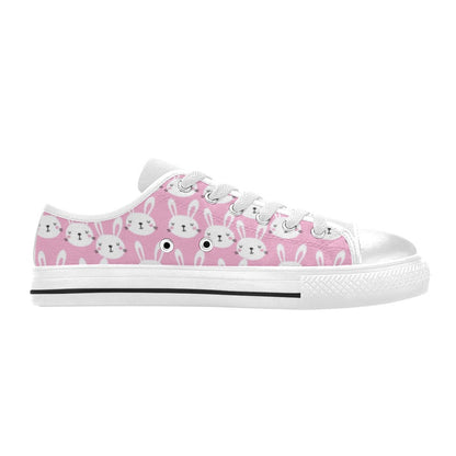 Rabbit Print Design LKS401 Women's White Low Top Shoes