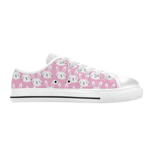 Rabbit Print Design LKS401 Women's White Low Top Shoes