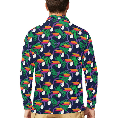 Toucan Print Design LKS302 Long Sleeve Polo Shirt For Men's