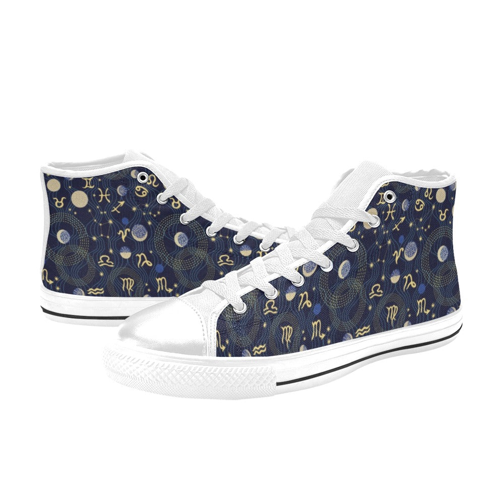 Zodiac Print Design LKS302 Men's High Top Canvas Shoes