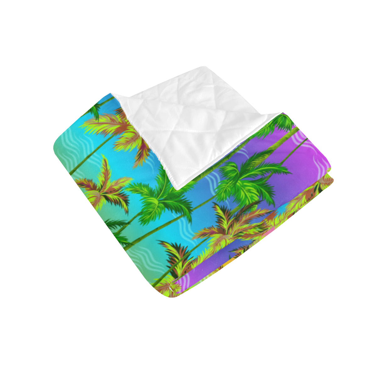 Palm Tree Rainbow Pattern Premium Quilt