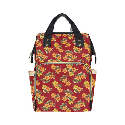 Orange Hibiscus Pattern Print Design HB026 Diaper Bag Backpack
