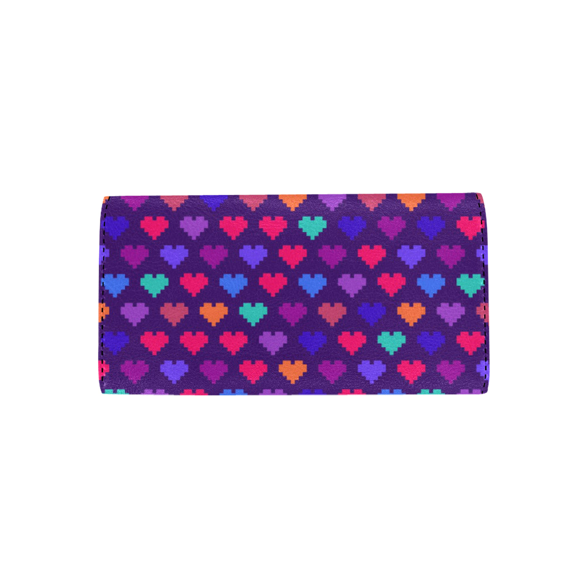 Heart Pixel Pattern Print Design HE03 Women's Trifold Wallet
