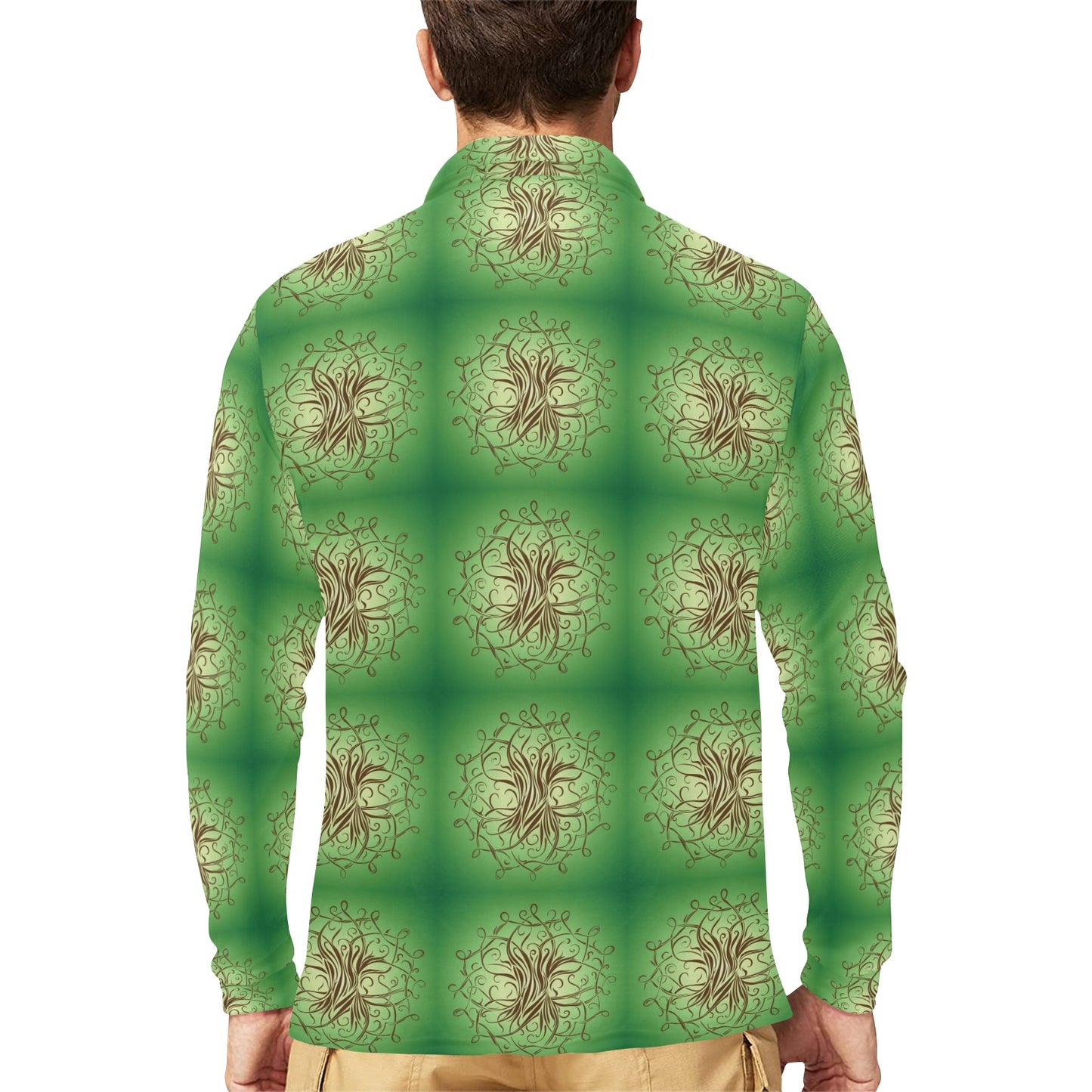 Celtic Pattern Print Design 05 Long Sleeve Polo Shirt For Men's