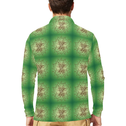 Celtic Pattern Print Design 05 Long Sleeve Polo Shirt For Men's