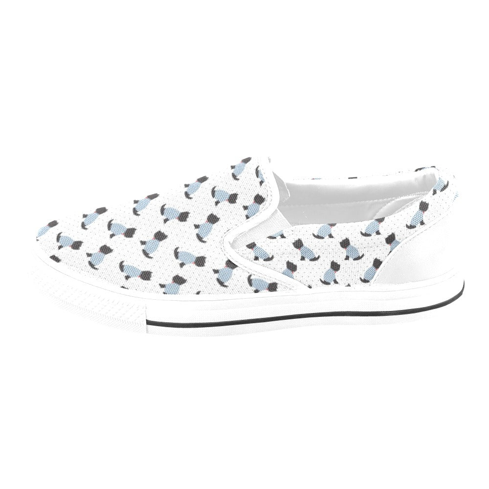 Scottish Terriers Print Design LKS3013 White Slip Ons Canvas Women's Shoes