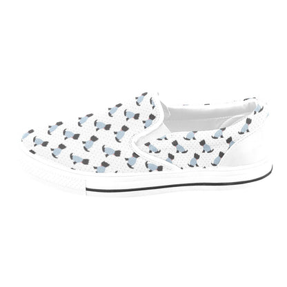 Scottish Terriers Print Design LKS3013 White Slip Ons Canvas Women's Shoes