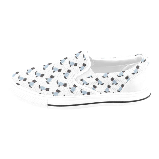 Scottish Terriers Print Design LKS3013 White Slip Ons Canvas Women's Shoes