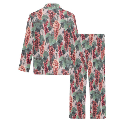 Grape Pattern Print Design GP01 Men's Long Pajama Set