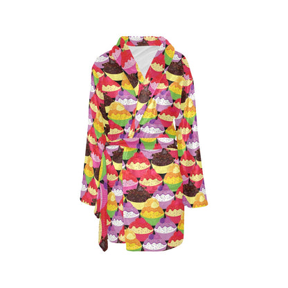 Cupcake Pattern Print Design CP02 Women's Fleece Robe
