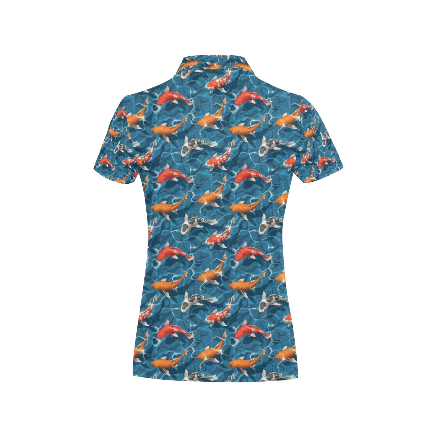 Koi Carp Water Design Themed Print Women's Polo Shirt