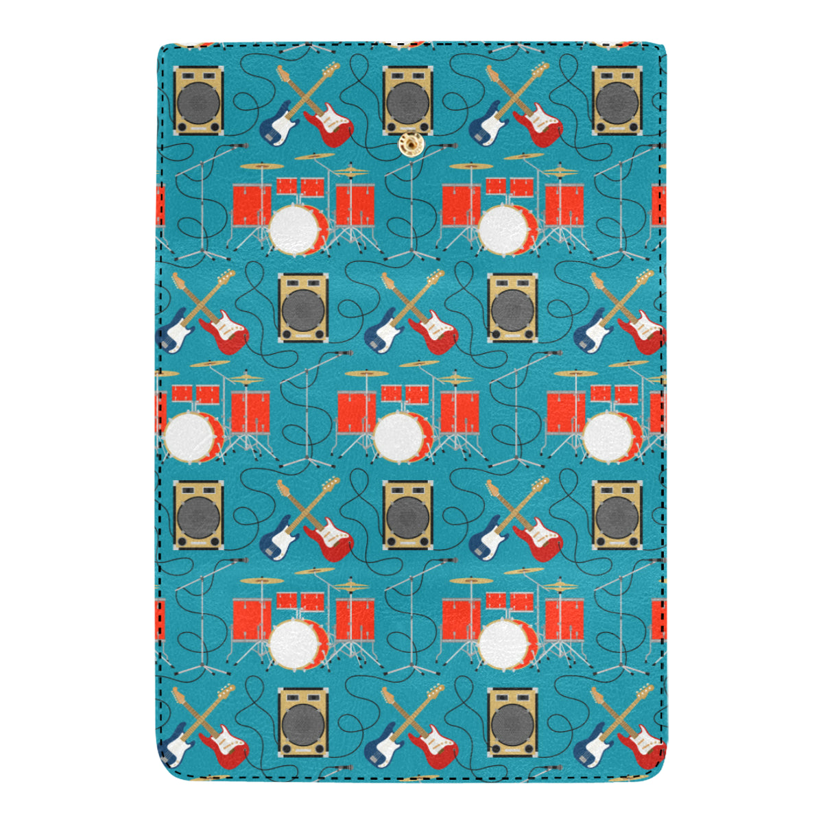 Drum Set Guitar Pattern Print Design 02 Women's Trifold Wallet