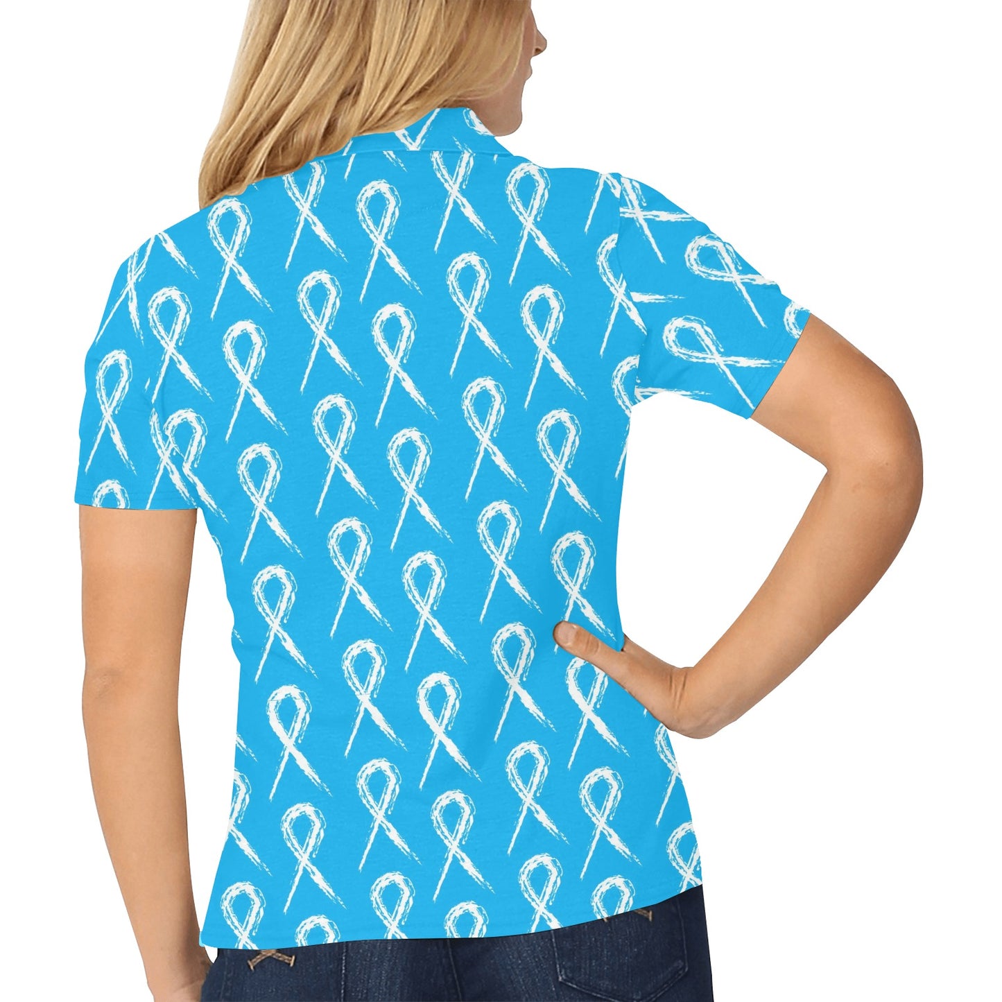 Prostate cancer Pattern Print Design A03 Women's Polo Shirt