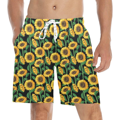 Sunflower Realistic Print Pattern Men's Swim Trunks Beach Shorts