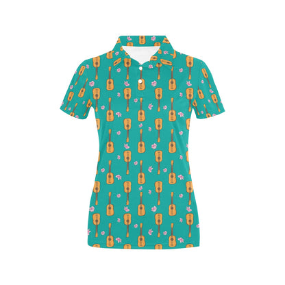 Ukulele Print Design LKS403 Women's Polo Shirt