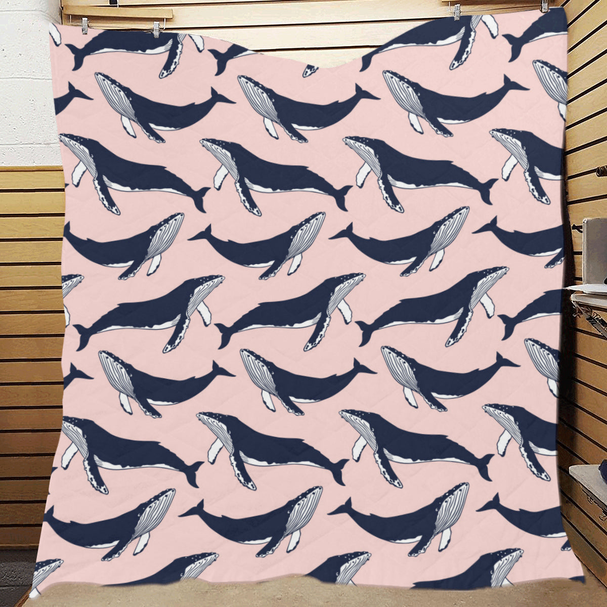 Humpback Whale Pattern Print Design 02 Premium Quilt