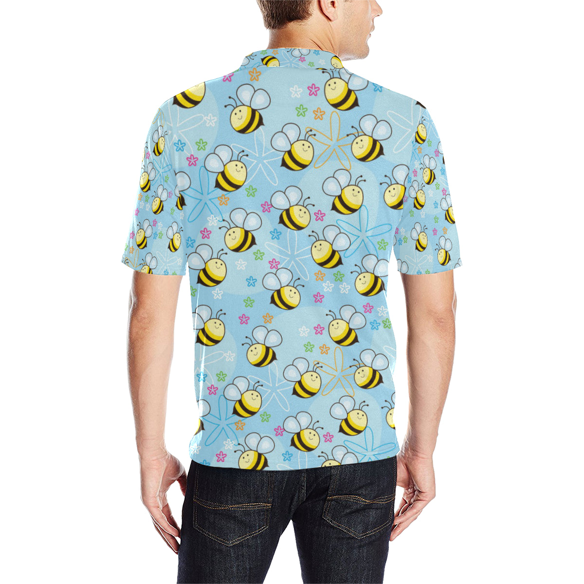 Bee Pattern Print Design BEE03 Men Polo Shirt