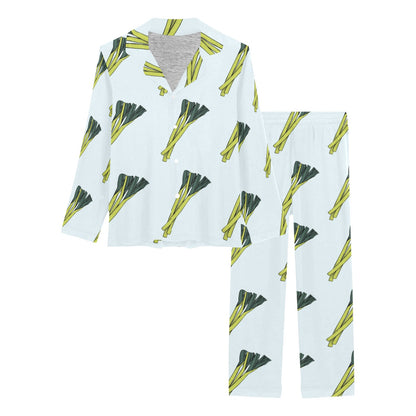 Leek Pattern Print Design 03 Women's Long Pajama Set