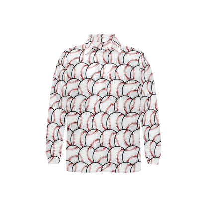 Baseball Pattern Long Sleeve Polo Shirt For Men's