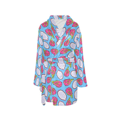 Dragonfruit Pattern Print Design DF04 Women's Fleece Robe