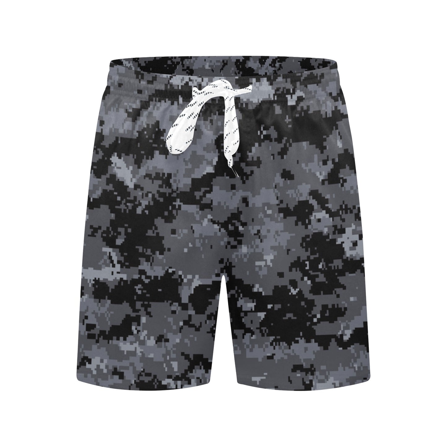 ACU Digital Black Camouflage Men's Swim Trunks Beach Shorts
