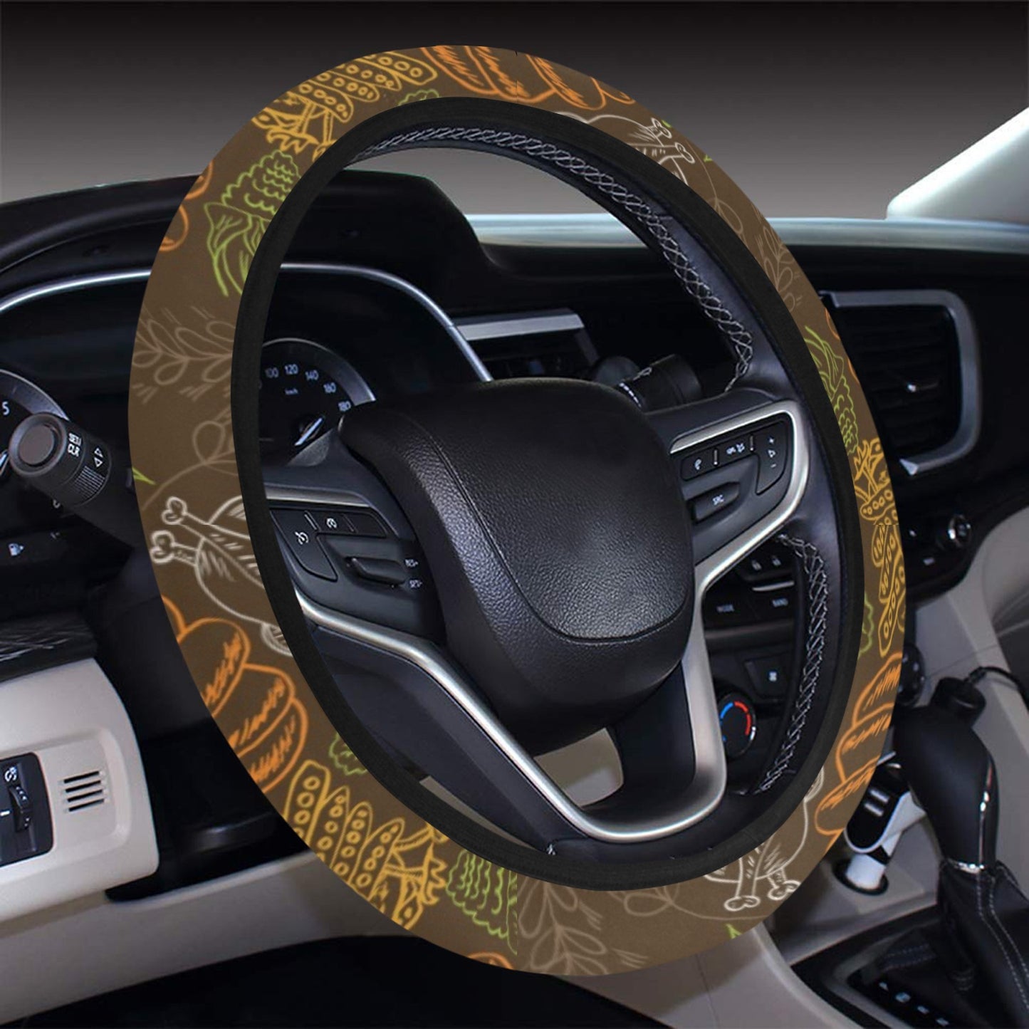 Thanksgiving Print Design LKS301 Steering Wheel Cover with Elastic Edge