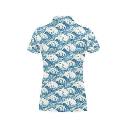 Wave Japan Style Print Design LKS304 Women's Polo Shirt
