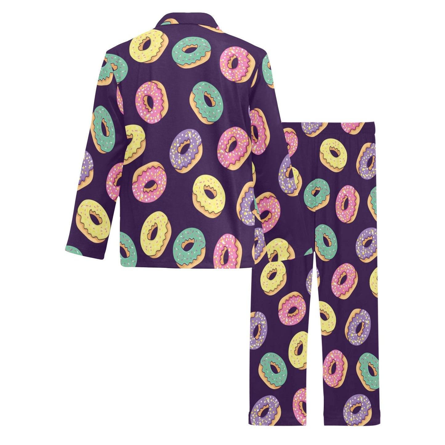Donut Pattern Print Design DN08 Men's Long Pajama Set