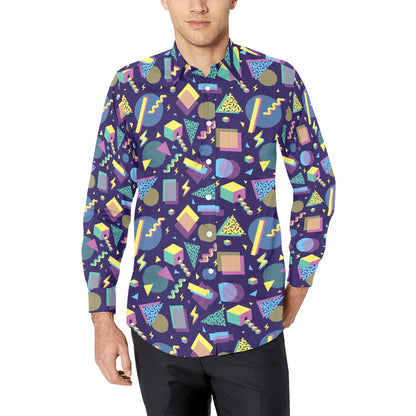Geometric Print Design LKS401 Men's Long Sleeve Dress Shirt
