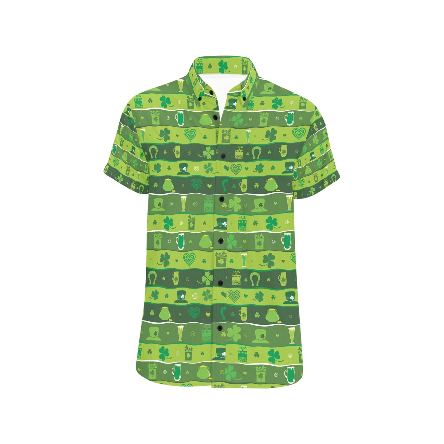 Shamrock Print Design LKS303 Men Short Sleeve Button Up Shirt