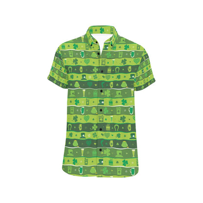 Shamrock Print Design LKS303 Men Short Sleeve Button Up Shirt