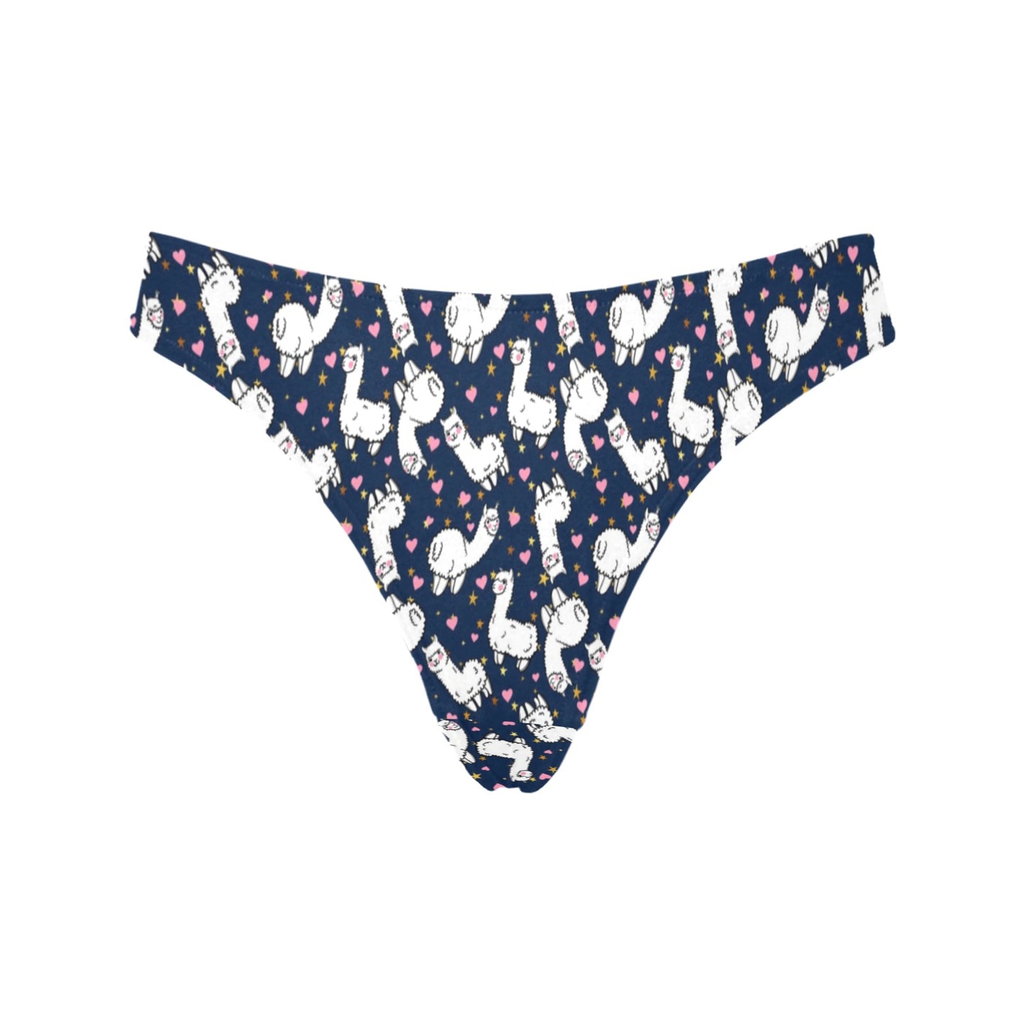 Alpaca Heart Star Design Themed Print Women's Thongs