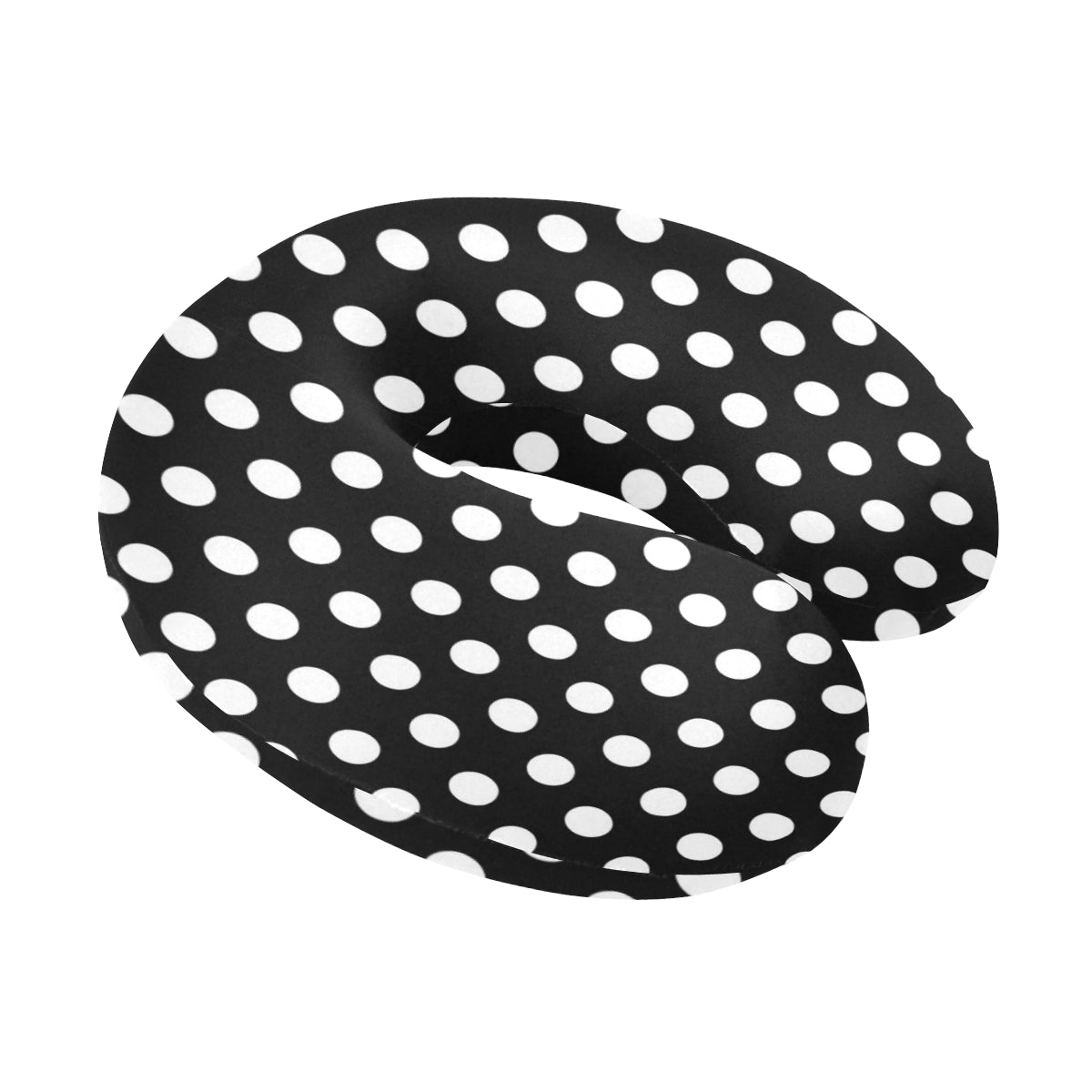 Polka Dot Black White Pattern Print Design 03 U-Shaped Travel Neck Pillow