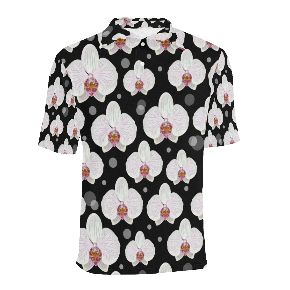 Orchid White Pattern Print Design OR09 Men Polo Shirt