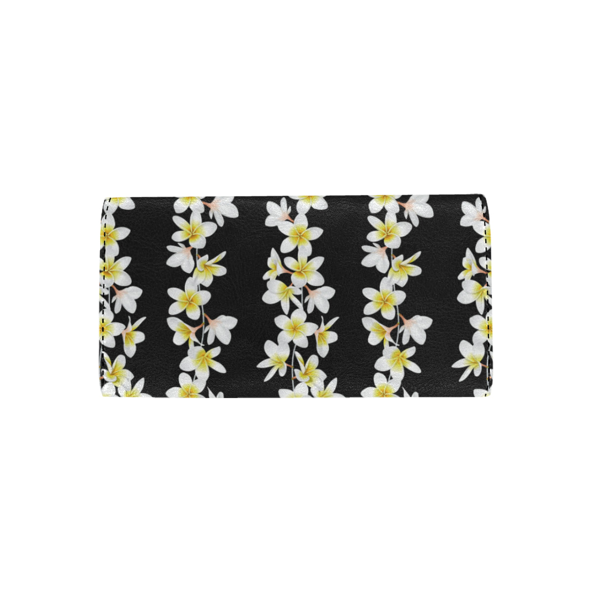 White Plumeria Pattern Print Design PM08 Women's Trifold Wallet