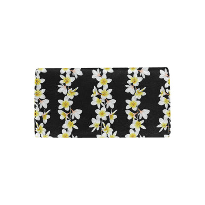 White Plumeria Pattern Print Design PM08 Women's Trifold Wallet
