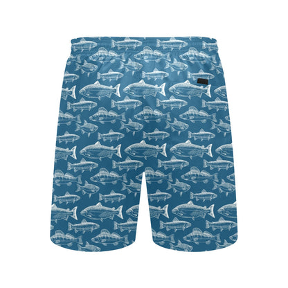 Salmon Fish Print Design LKS301 Men's Swim Trunks Beach Shorts