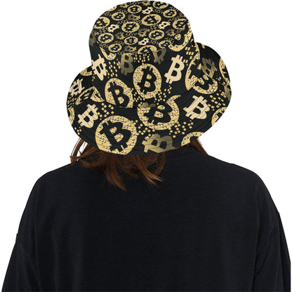 Bitcoin Pattern Print Design DO06 Unisex Bucket Hat