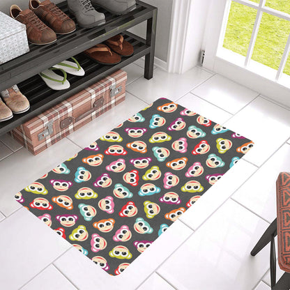 Monkey Head Design Themed Print Rubber Doormat