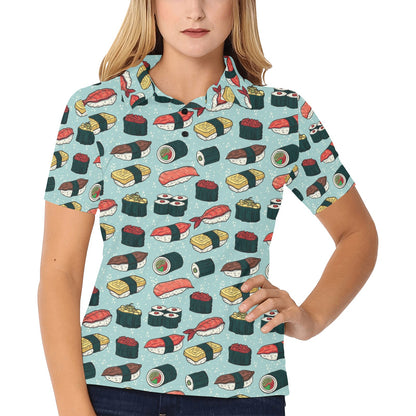 Sushi Pattern Design Women's Polo Shirt