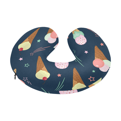 Ice Cream Pattern Print Design 04 U-Shaped Travel Neck Pillow