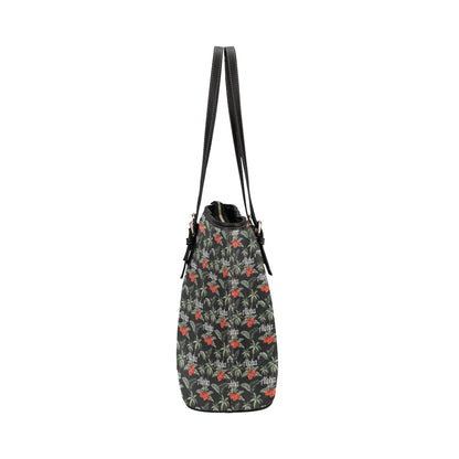 Aloha Palm Tree Design Themed Print Leather Tote Bag