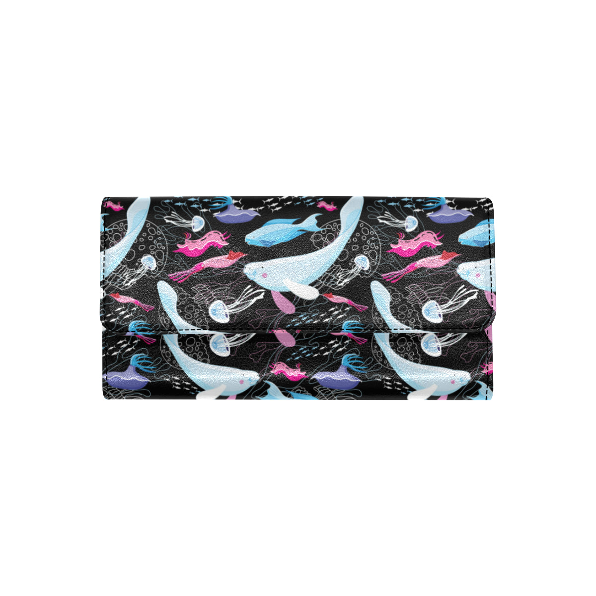 Manatee Pattern Print Design 02 Women's Trifold Wallet