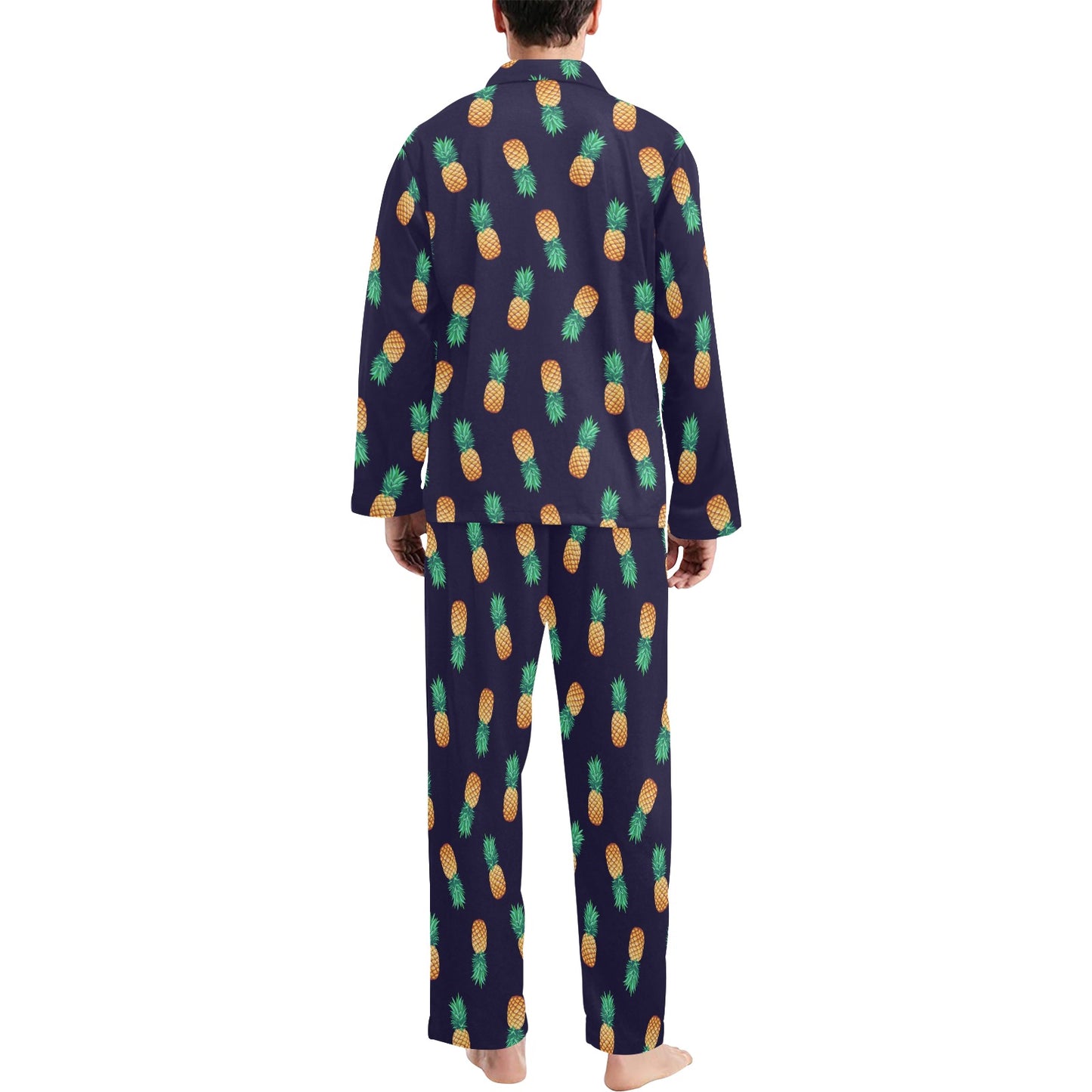Pineapple Pattern Men's Long Pajama Set