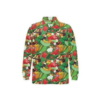 Salad Mix Vegetableprint Design LKS301 Long Sleeve Polo Shirt For Men's