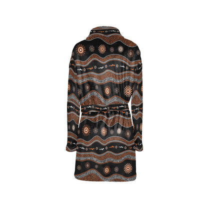 Aboriginal Print Design LKS404 Women's Fleece Robe