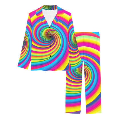 Vortex Twist Swirl Rainbow Design Women's Long Pajama Set