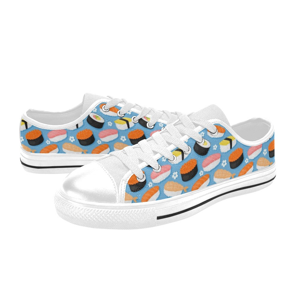 Sushi Print Design LKS304 Women's White Low Top Shoes