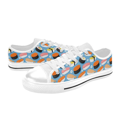 Sushi Print Design LKS304 Women's White Low Top Shoes